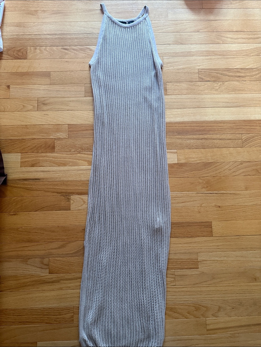 Tahari Beige Knit Maxi Dress